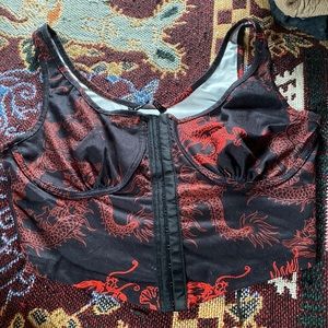 Dragon black and red bustier top